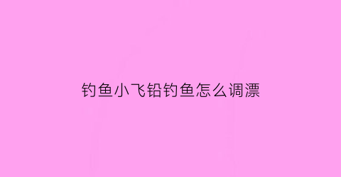 “钓鱼小飞铅钓鱼怎么调漂(小飞铅钓鱼有什么用)