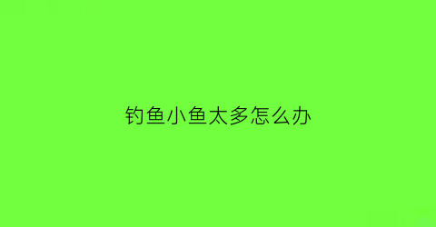 “钓鱼小鱼太多怎么办(钓鱼时小鱼太多怎么钓到大鱼)