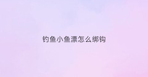 钓鱼小鱼漂怎么绑钩