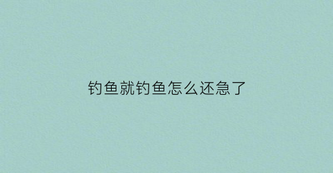钓鱼就钓鱼怎么还急了(钓鱼了怎么办)