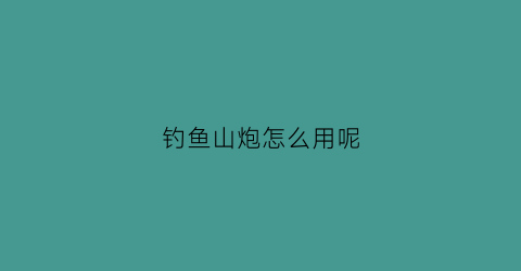 钓鱼山炮怎么用呢(山炮玩意)