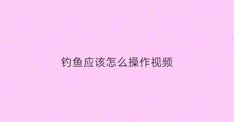 钓鱼应该怎么操作视频(钓鱼教程钓鱼入门视频)