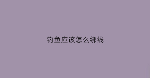 钓鱼应该怎么绑线(钓鱼怎么绑线视频)
