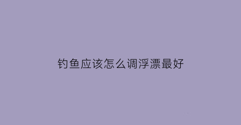 钓鱼应该怎么调浮漂最好(钓鱼应该怎么调浮漂最好呢)