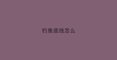 钓鱼底线怎么(钓鱼底线怎么栓视频)