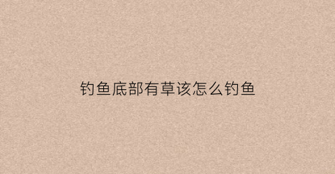 钓鱼底部有草该怎么钓鱼(钓鱼底部有草该怎么钓鱼视频)