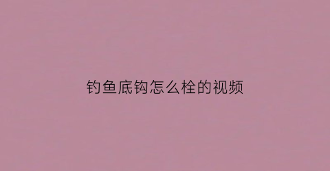 钓鱼底钩怎么栓的视频(钓底鱼钩在水底的图片)
