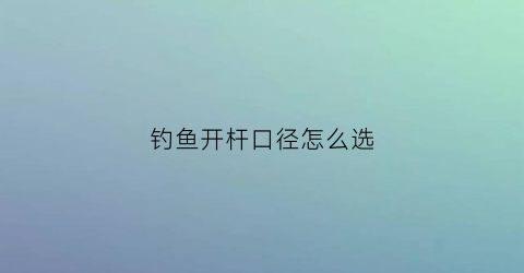 钓鱼开杆口径怎么选(钓鱼入门杆)