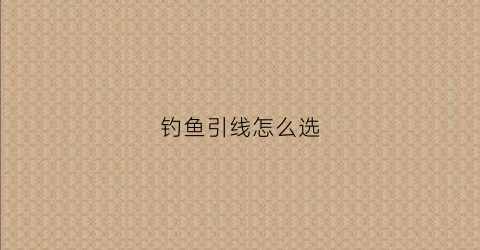 钓鱼引线怎么选(引线用什么线)