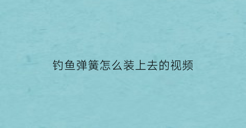 “钓鱼弹簧怎么装上去的视频(钓鱼弹簧怎么装上去的视频教学)