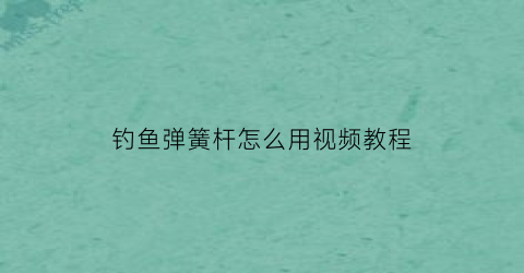 钓鱼弹簧杆怎么用视频教程(弹簧钓鱼竿怎么用)