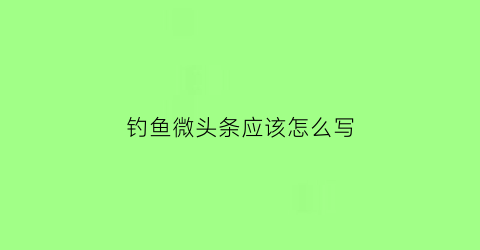 “钓鱼微头条应该怎么写(科学钓鱼头条号)