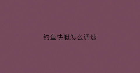 钓鱼快艇怎么调速(海钓快艇)
