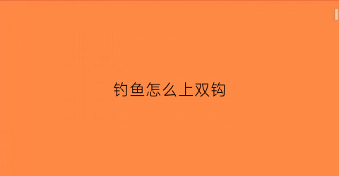 钓鱼怎么上双钩(如何上双钩)