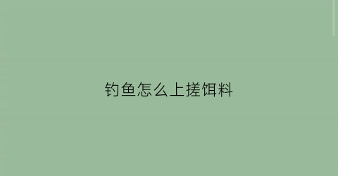 钓鱼怎么上搓饵料(钓鱼怎么上搓饵料最好)