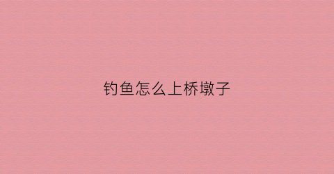 钓鱼怎么上桥墩子(钓鱼怎么上桥墩子视频)