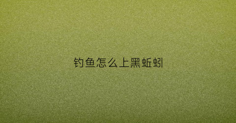 钓鱼怎么上黑蚯蚓(钓鱼怎么上黑蚯蚓视频)