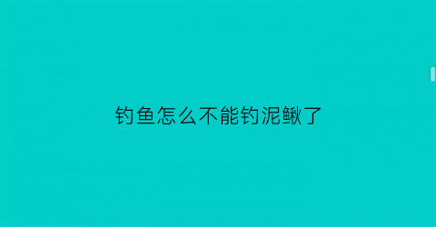 “钓鱼怎么不能钓泥鳅了(钓鱼怎么不能钓泥鳅了呀)