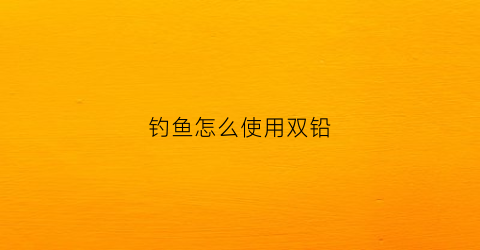 钓鱼怎么使用双铅(如何使用双铅钓鱼)