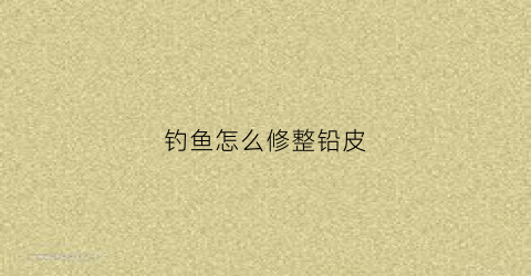 钓鱼怎么修整铅皮(钓鱼时铅皮如何调整)