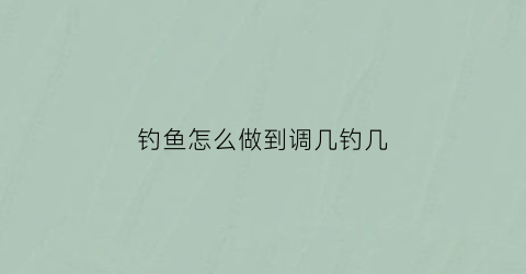 钓鱼怎么做到调几钓几