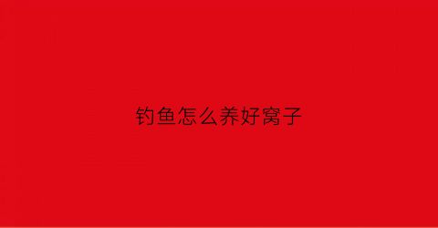 钓鱼怎么养好窝子(钓鱼做窝方法)