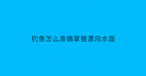 “钓鱼怎么准确掌握漂向水面(钓鱼的时候怎么调漂看的最清楚)