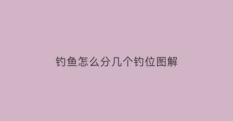 钓鱼怎么分几个钓位图解(钓鱼怎么分等级)