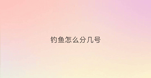钓鱼怎么分几号(鱼钓几号是什么意思)