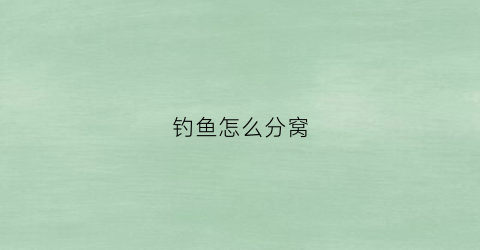 钓鱼怎么分窝(钓鱼选窝技巧)