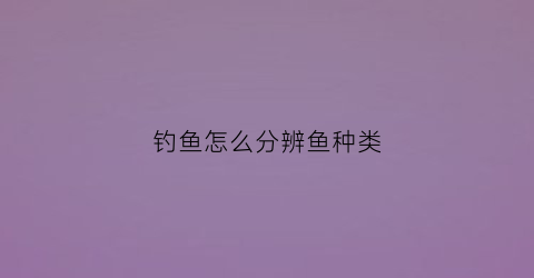钓鱼怎么分辨鱼种类(钓鱼怎么分钩)