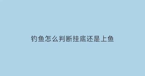 “钓鱼怎么判断挂底还是上鱼(怎么判断挂底还是中鱼)