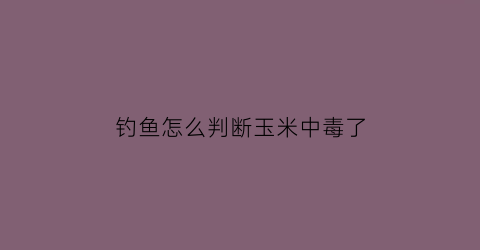 “钓鱼怎么判断玉米中毒了(玉米钓鱼是死口吗)