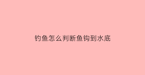 钓鱼怎么判断鱼钩到水底