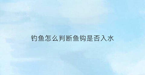 “钓鱼怎么判断鱼钩是否入水(怎么知道鱼钩是不是沉到底)