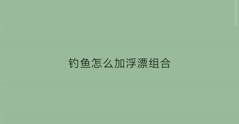 钓鱼怎么加浮漂组合