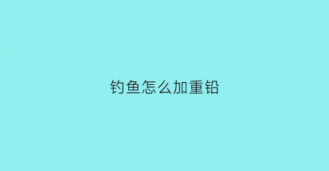 钓鱼怎么加重铅(钓鱼怎么加重铅的重量)