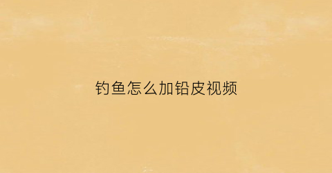 钓鱼怎么加铅皮视频(钓鱼怎么加铅皮视频教程)