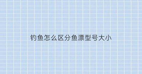 钓鱼怎么区分鱼漂型号大小