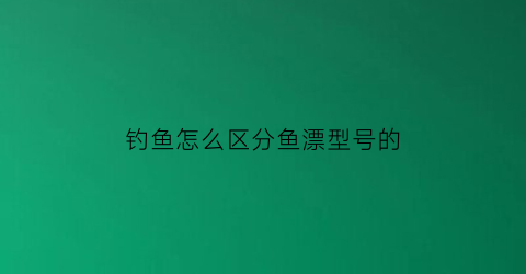 钓鱼怎么区分鱼漂型号的