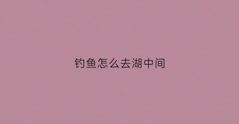 钓鱼怎么去湖中间(在湖里钓鱼如何选钓位)