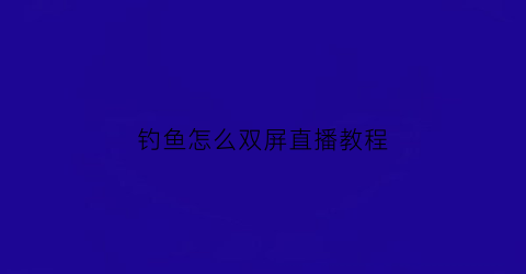 钓鱼怎么双屏直播教程(钓鱼怎么直播视频)