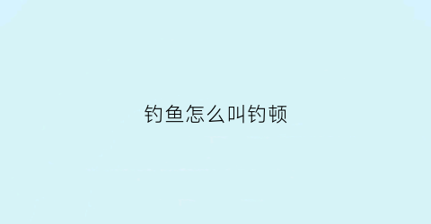 钓鱼怎么叫钓顿(钓鱼怎样调顿)