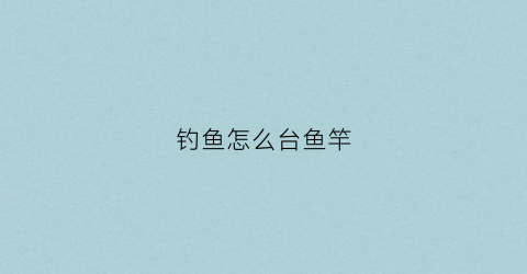 钓鱼怎么台鱼竿(钓鱼竿怎么搞)