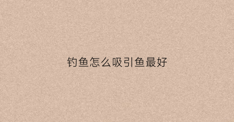 钓鱼怎么吸引鱼最好(钓鱼怎么吸引鱼最好的方法)