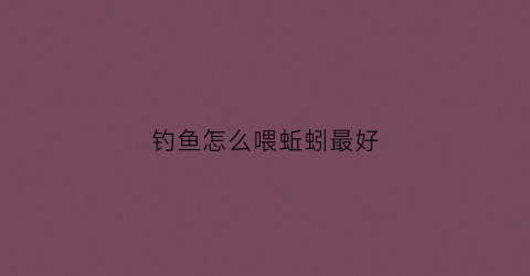 钓鱼怎么喂蚯蚓最好(给鱼喂蚯蚓)