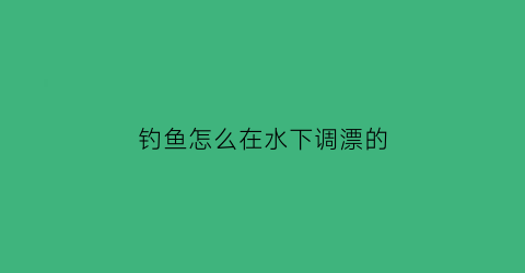 “钓鱼怎么在水下调漂的(钓水底鱼怎么调漂)