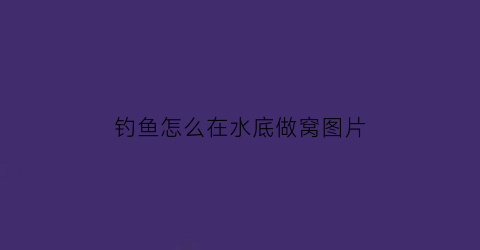 “钓鱼怎么在水底做窝图片(钓鱼怎么找到水底)