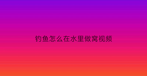 “钓鱼怎么在水里做窝视频(怎么在河里打窝)