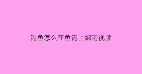 钓鱼怎么在鱼钩上绑钩视频(鱼钩如何绑到鱼线上)